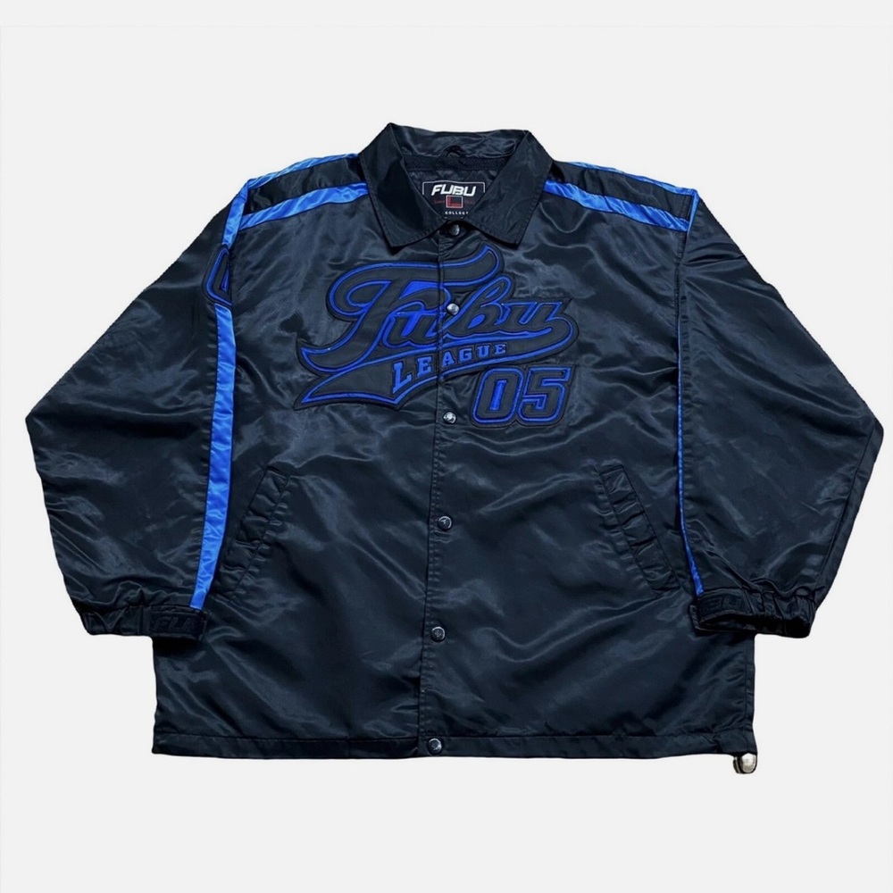 Vintage FUBU Black and Blue Collectors Edition Patch Jacket